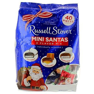 slide 1 of 1, Russell Stover Assorted Mini Santa Gusset Bag, 20.6 oz