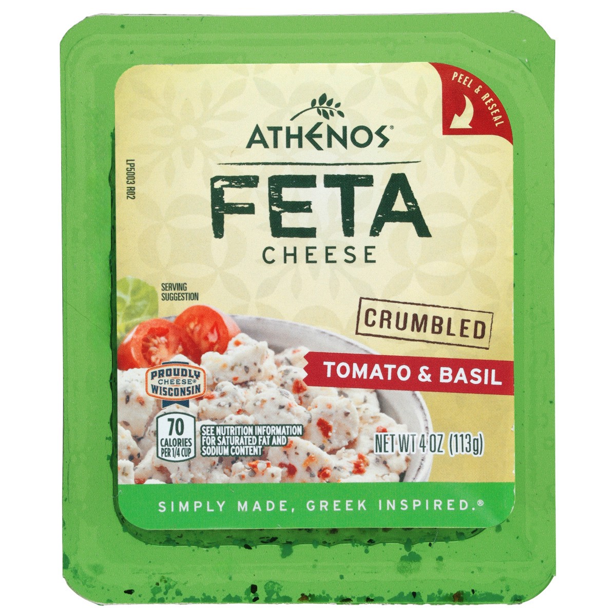 slide 1 of 1, Athenos Tomato & Basil Crumbled Traditional Feta Cheese, 4 oz