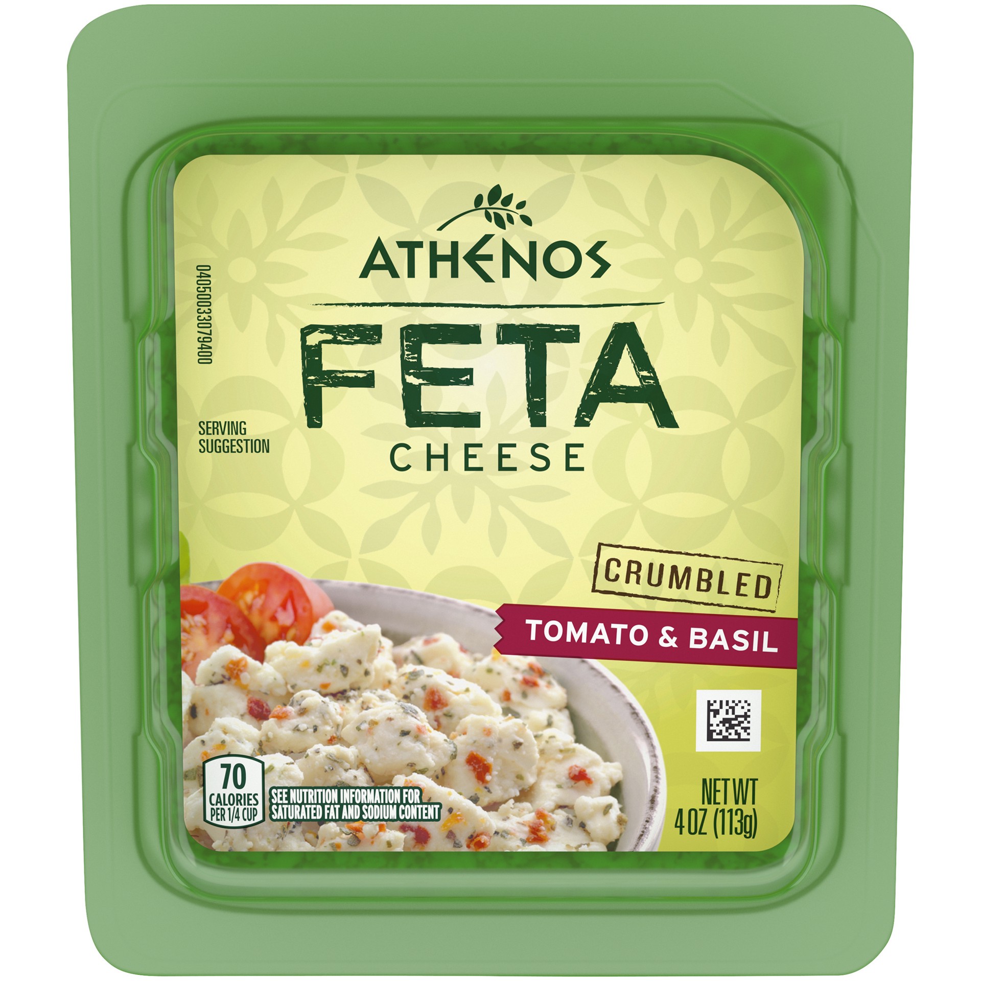 slide 1 of 6, Athenos Tomato & Basil Crumbled Feta Cheese, 4 oz Tub, 4 oz