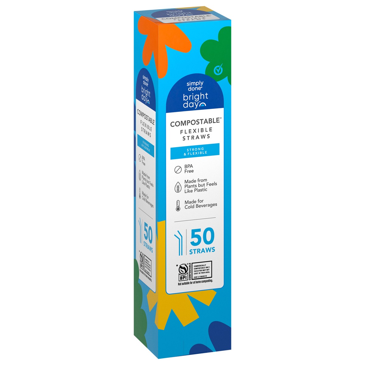 slide 5 of 12, Simply Done Bright Day Flexible Compostable Straws 50 ea, 50 ct