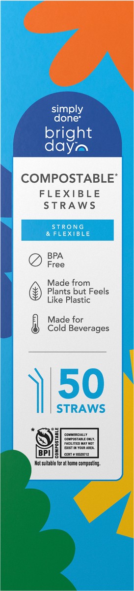 slide 11 of 12, Simply Done Bright Day Flexible Compostable Straws 50 ea, 50 ct