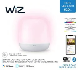 WiZ Smart Table Lamp White LED Touch Table Lamp with No Shade