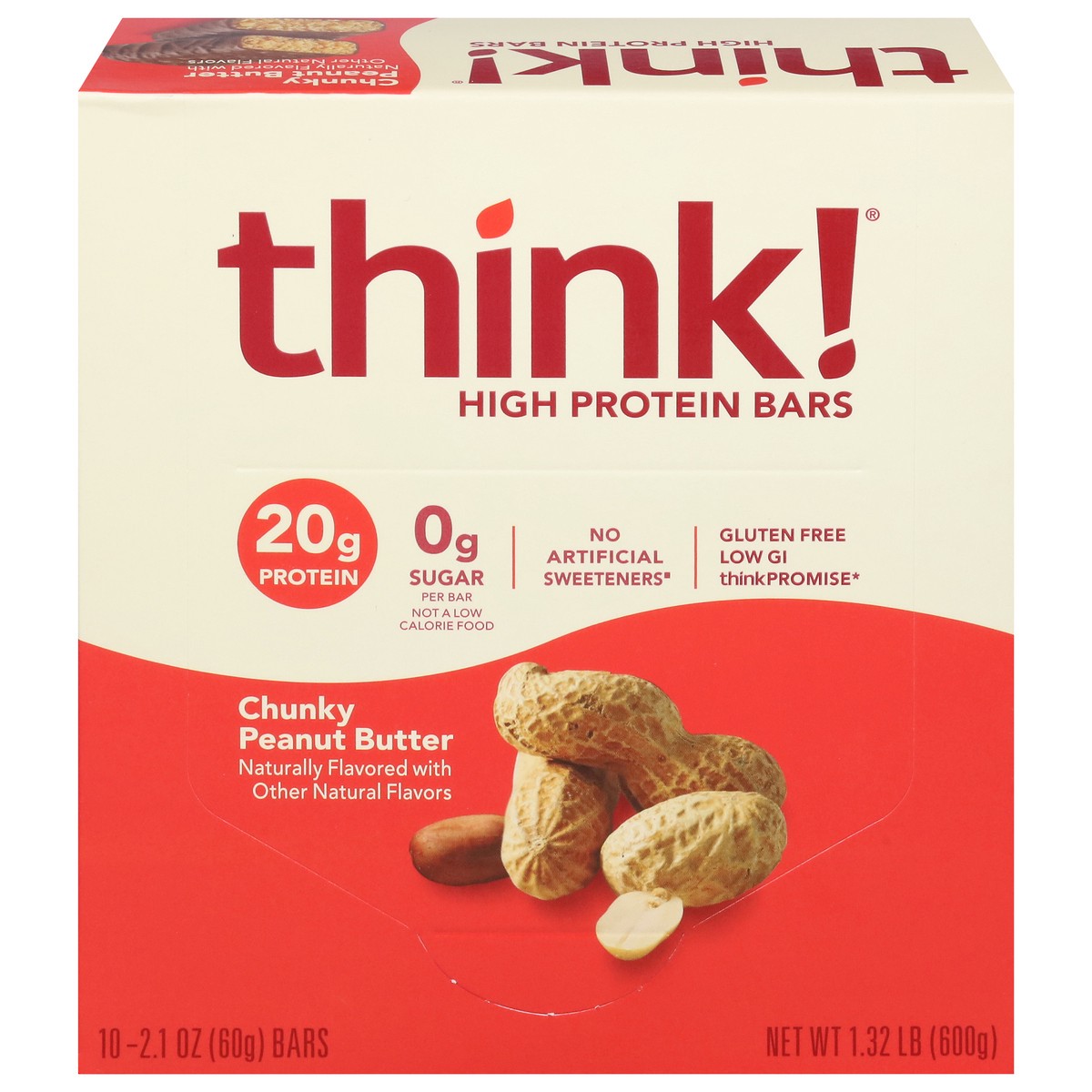 slide 1 of 12, thinkThin Think Thin High Protein Bars, Chunky Peanut Butter, 10 ct; 2.1 oz