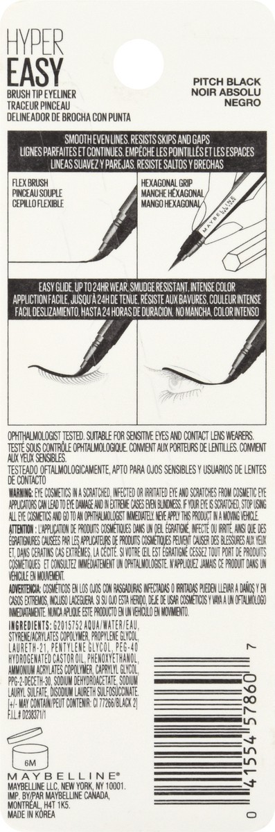 slide 5 of 9, Maybelline Hyper Easy Liquid Pen Eyeliner - Black - 0.018 fl oz, 0.018 fl oz