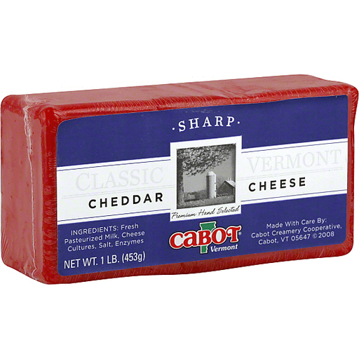 slide 1 of 2, Cabot Sharp Cheddar Cheese, Waxed, 1 lb