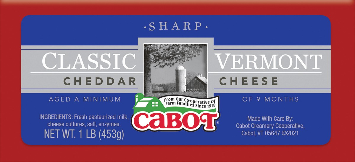 slide 5 of 7, Cabot Sharp Cheddar Cheese, Waxed, 1 lb