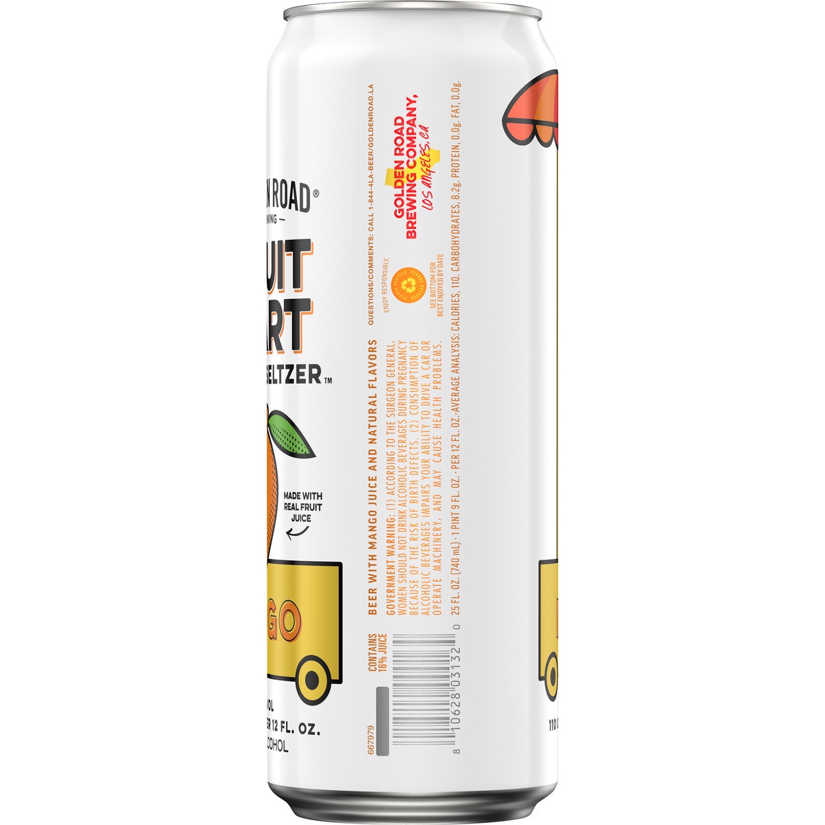 slide 3 of 6, Golden Road Fruit Cart Mango Hard Seltzer, 25 fl. oz. Can, 25 oz