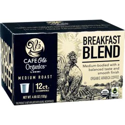 H-E-B Cafe Ole Organics Breakfast Blended Medium Roast Single Serve Coffee Cups - 12 ct