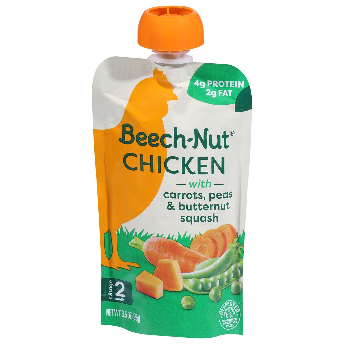 slide 3 of 4, Beech-Nut Stage 2 (6+ Months) Chicken with Carrots, Peas & Butternut Squash 3.5 oz, 3.5 oz