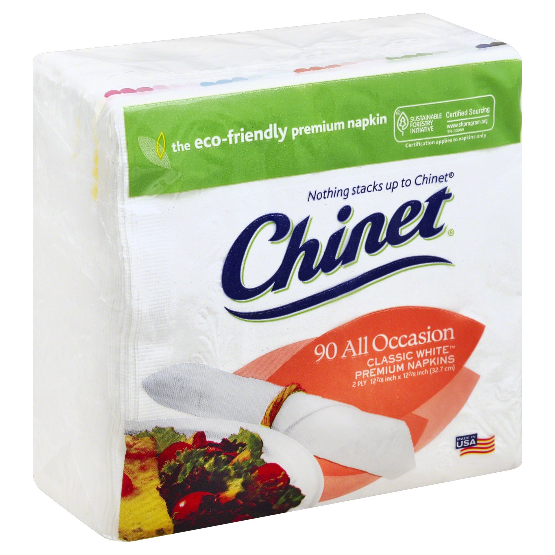 slide 1 of 9, Chinet All Occasion Napkins - Classic White, 90 Count, 90 ct