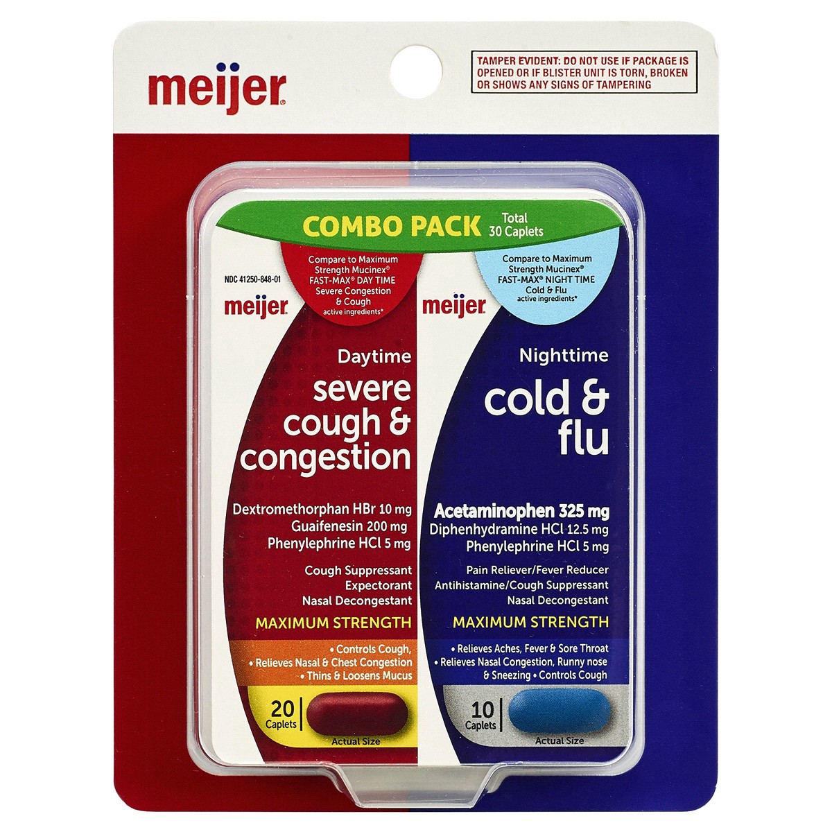 slide 1 of 5, Meijer Day Severe Cough & Congestion/Night Cold & Flu Caplets, Combo Pack, 30 ct