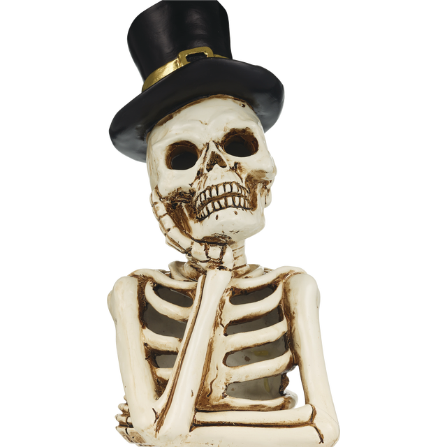 slide 1 of 1, SPOOKY VILLAGE Light Up Skeleton With Hat, 1 ct
