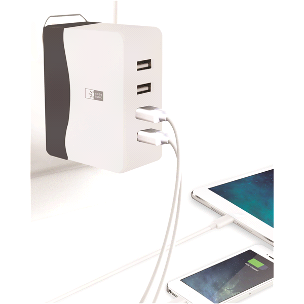 slide 1 of 1, Case Logic 4.9AMP, 4 Port USB Wall Charger, 1 ct