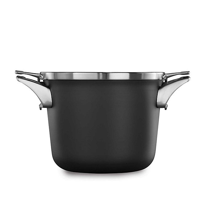 slide 1 of 2, Calphalon Premier Space Saving Hard Anodized Nonstick Covered Soup Pot, 4.5 qt