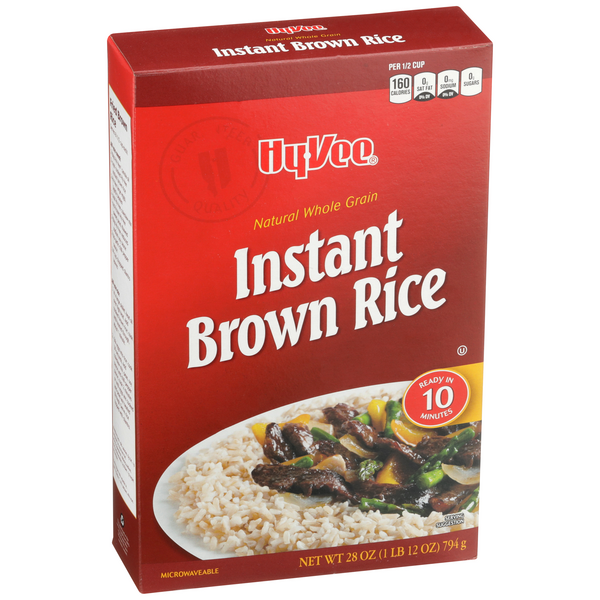 slide 1 of 1, Hy-vee Natural Whole Grain Instant Brown Rice - 28 oz, 28 oz