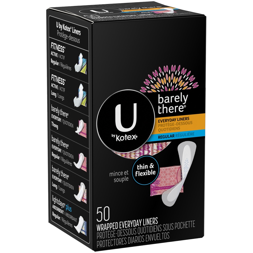 slide 2 of 3, U By Kotex Barely There Thin Unscented Panty Liners, 50 ct