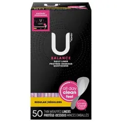 U by Kotex Balance Daily Wrapped Panty Liners, Light Absorbency, Regular Length, 50 Count
