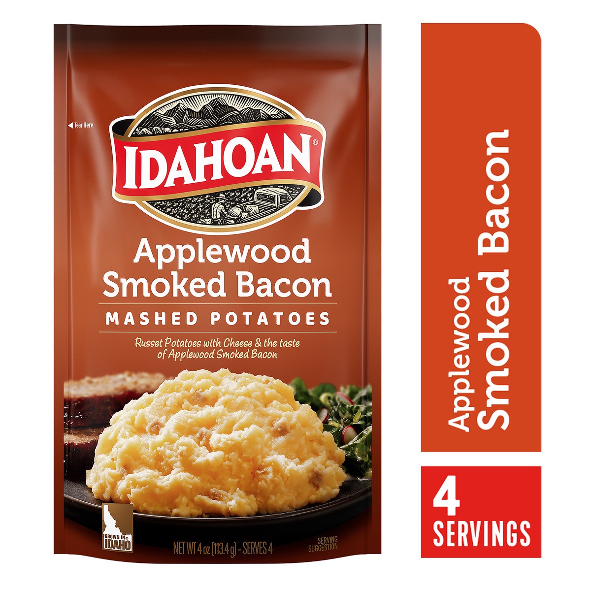 slide 1 of 3, Idahoan Applewood Smoked Bacon Mashed Potatoes, 4 oz