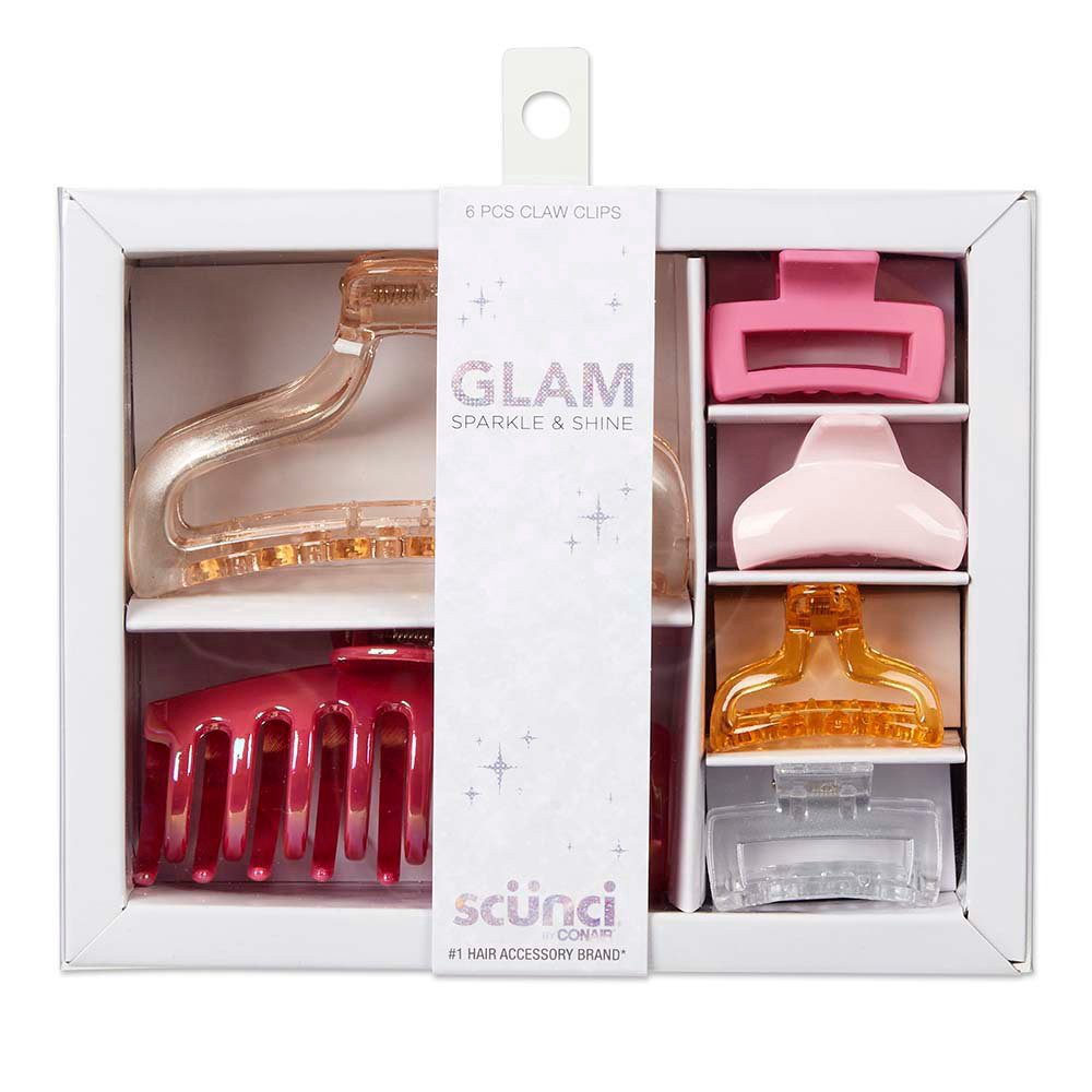 slide 1 of 1, scünci Scunci Glam Sparkle & Shine Claw Clips Gift Box, 1 ct