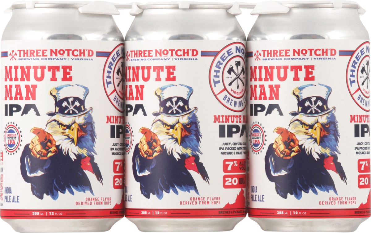 slide 6 of 11, Three Notch'd India Pale Ale Minute Man Beer 6 - 12 fl oz Cans, 6 ct; 12 oz