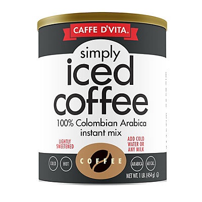 slide 1 of 1, Caffe D'Vita Simply Iced Coffee Colombian Arabica Instant Mix, 16 oz
