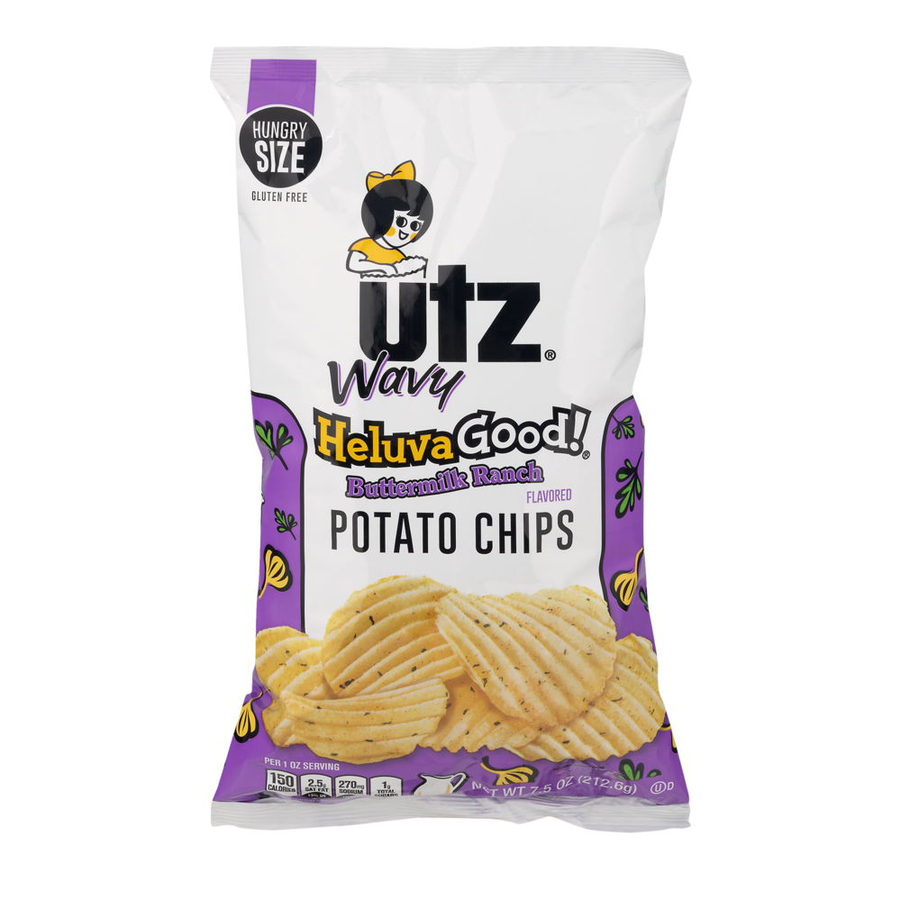 slide 1 of 1, Utz Potato Chips Wavy Heluvagood Buttermilk Ranch, 7.5 oz