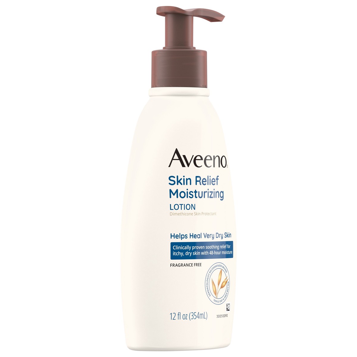 slide 2 of 7, Aveeno Skin Relief Moisturizing Lotion for Very Dry Skin with Soothing Triple Oat & Shea Butter Formula, Dimethicone Skin Protectant Helps Heal Itchy, Dry Skin, Fragrance-Free, 12 fl. oz, 12 fl oz