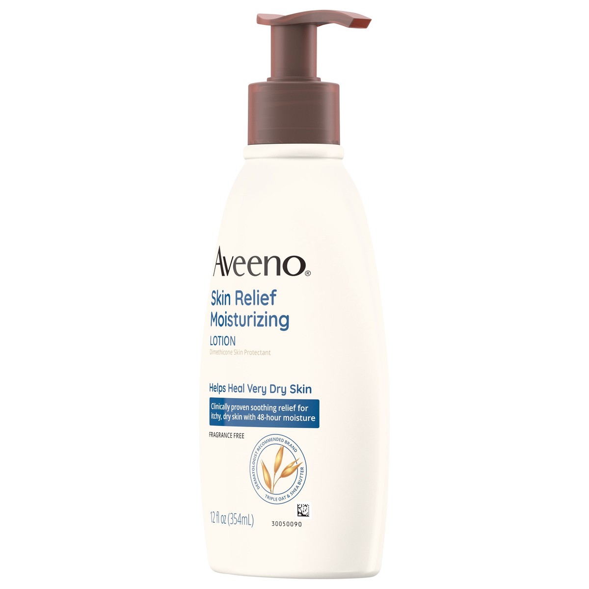 slide 3 of 7, Aveeno Skin Relief Moisturizing Lotion for Very Dry Skin with Soothing Triple Oat & Shea Butter Formula, Dimethicone Skin Protectant Helps Heal Itchy, Dry Skin, Fragrance-Free, 12 fl. oz, 12 fl oz