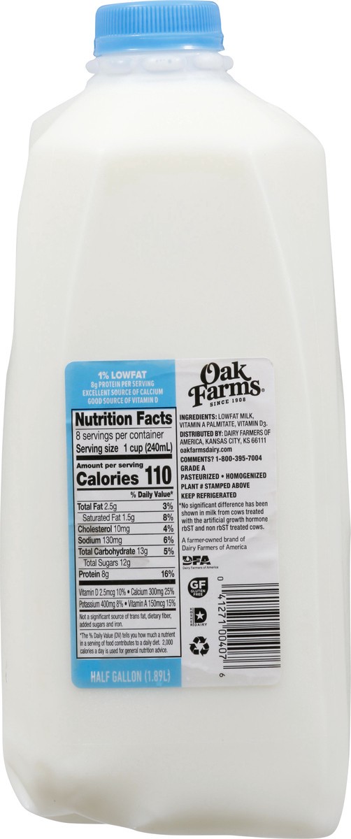slide 4 of 9, Oak Farms 1% Lowfat Milk 0.5 gl, 1/2 gal