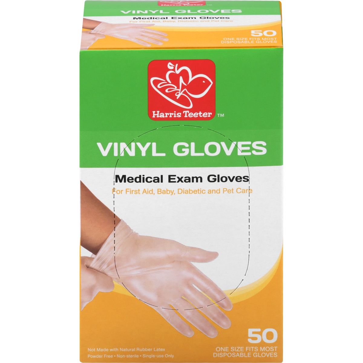 slide 1 of 3, Harris Teeter Vinyl Disposable Exam Glove, 50 ct