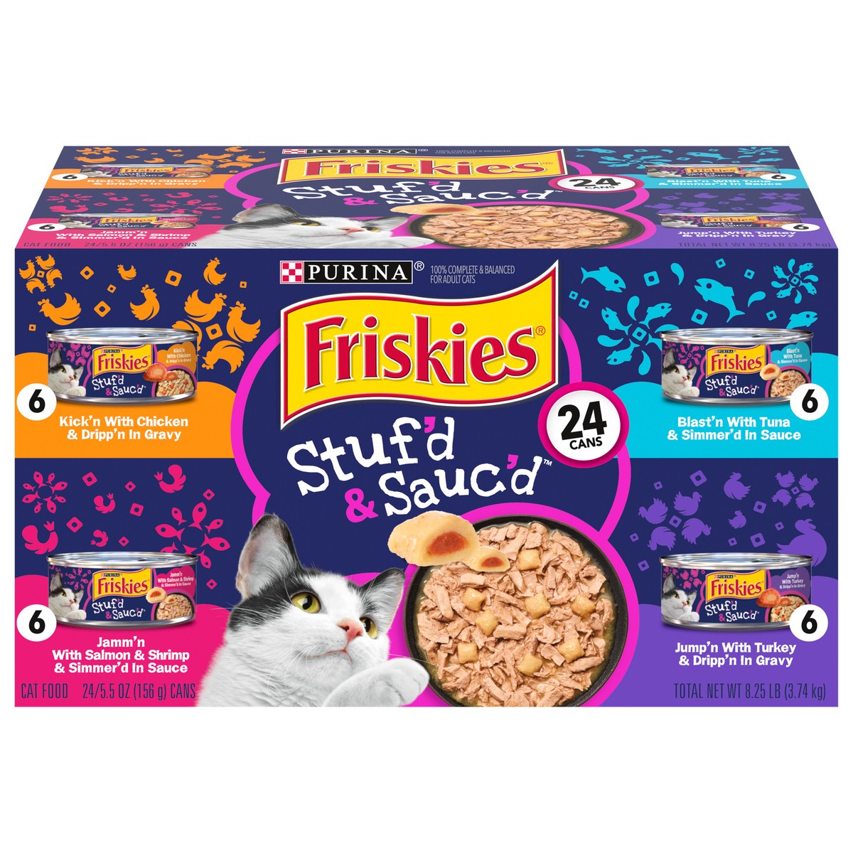 slide 1 of 8, Purina Friskies Stuf'D & Sauc'D Wet Cat Food Variety Pack, 24 ct; 5.5 oz