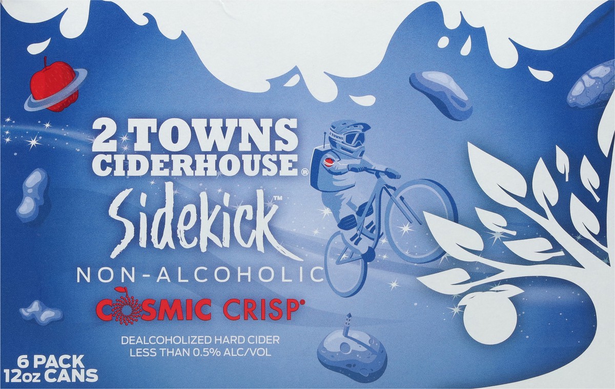 slide 11 of 12, 2 Towns Ciderhouse Sidekick Non-Alcoholic Cosmic Crisp Hard Cider 6 - 12 oz Cans, 6 ct; 12 oz