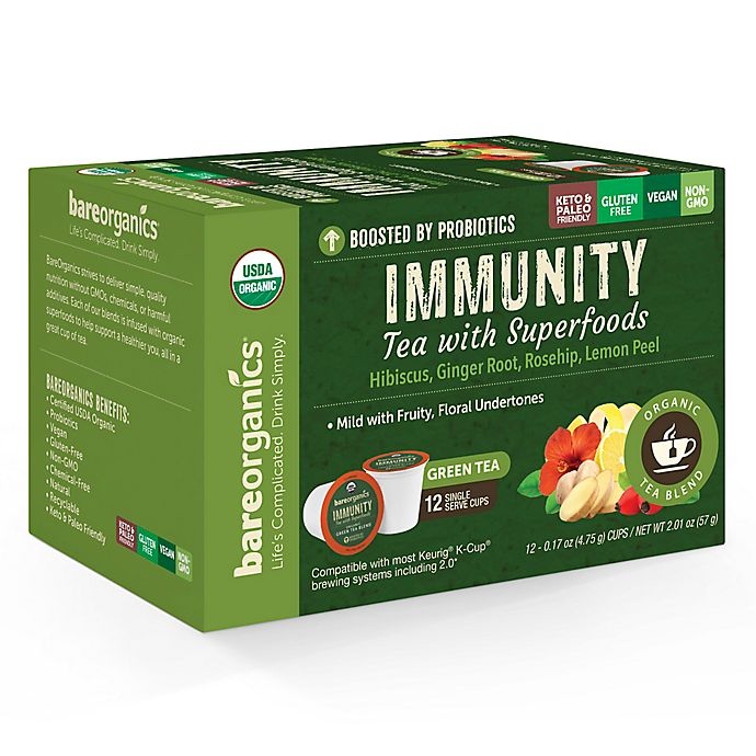 slide 1 of 1, BareOrganics Immunity Tea Pods for Single Serve Coffee Machines - 12 ct, 12 ct