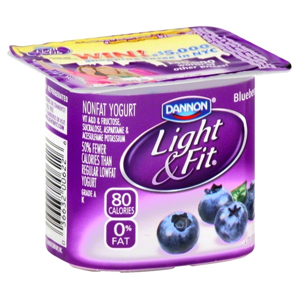 slide 1 of 1, Light & Fit Yogurt, Nonfat, Blueberry, 6 oz