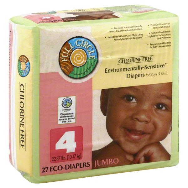 slide 1 of 1, Full Circle Environmentally Sensitive Chlorine Free Diapers Size Jumbo, 27 ct