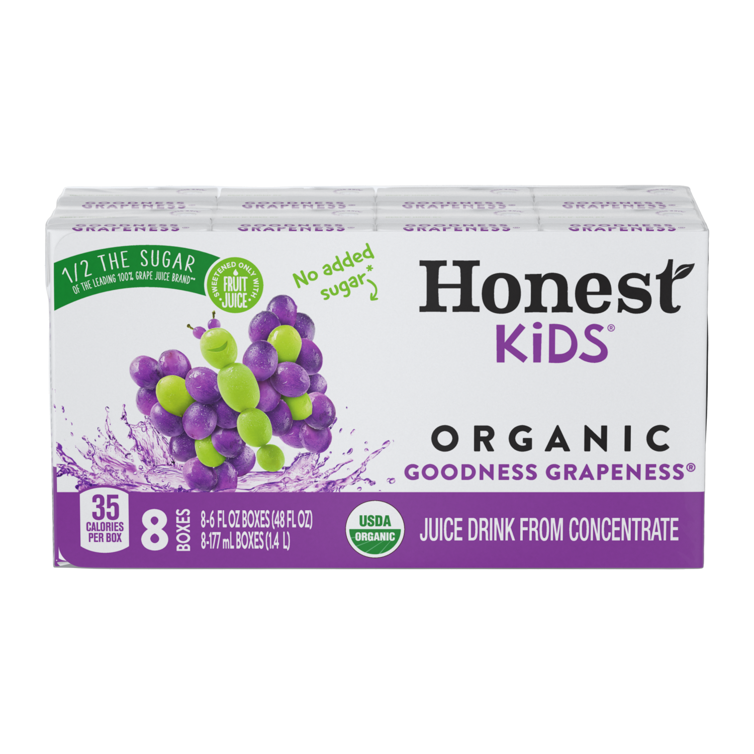 slide 1 of 8, Honest Kids Organic Goodness Grapeness Juice Cartons - 8 ct; 6 fl oz, 8 ct; 6 fl oz