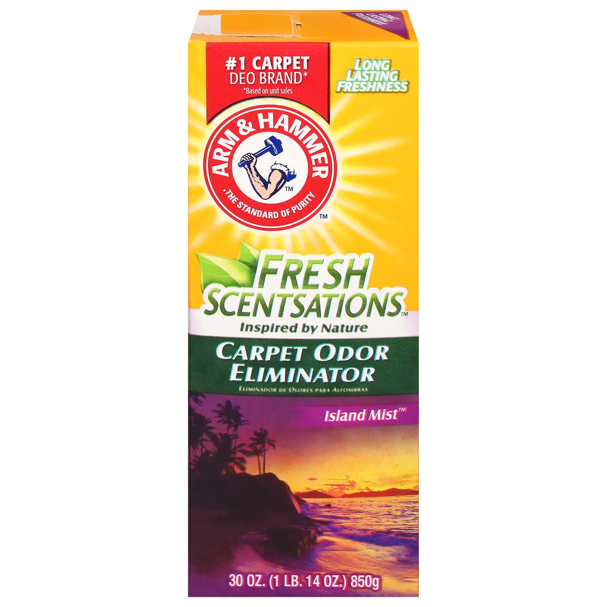 slide 1 of 9, ARM & HAMMER Fresh Scentsations Island Mist Carpet Odor Eliminator 30 oz, 30 oz