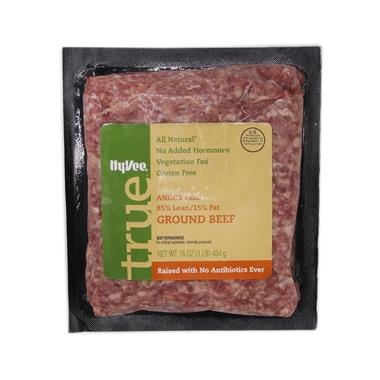 slide 1 of 1, Hy-Vee True 85% Lean Ground Angus Beef, 16 oz