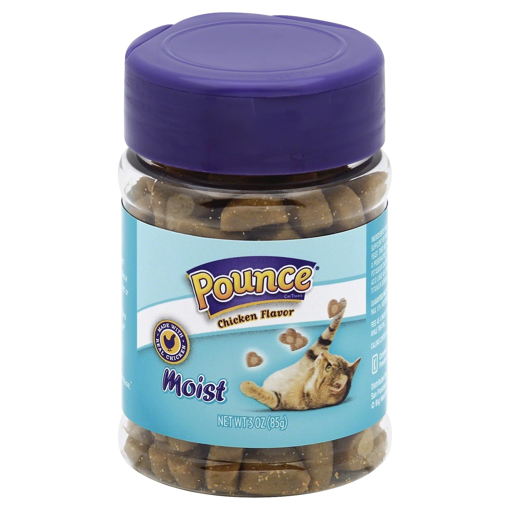 slide 1 of 6, Pounce Moist Chicken Flavor Cat Treats, 3 oz