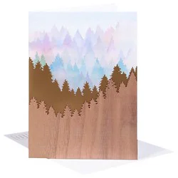 Papyrus Watercolor and Wood Scenic Forest Thinking of You Card - Each