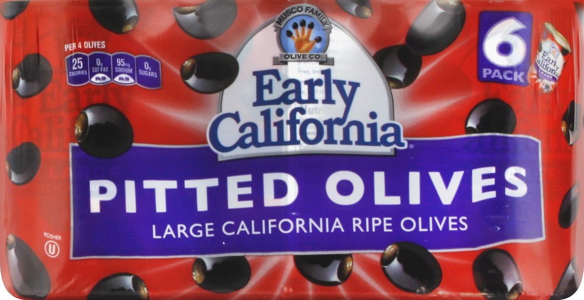 slide 3 of 4, Early California Large Pitted Ripe 6 Pack Olives Large 6 - 6 oz Cans, 6 ct