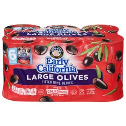 Early California Large Pitted Ripe Olives, 6 Pack, 6 x 6 oz Cans