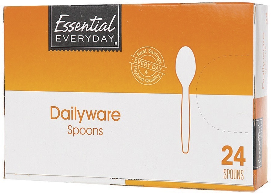 slide 1 of 1, Essential Everyday Heavy Duty Plastic Forks, 24 ct