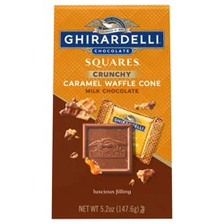 GHIRARDELLI Milk Chocolate Caramel Waffle Cone Squares, 5.2 oz Bag