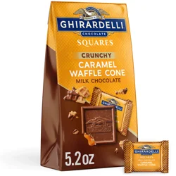GHIRARDELLI Milk Chocolate Caramel Waffle Cone Squares, 5.2 oz Bag