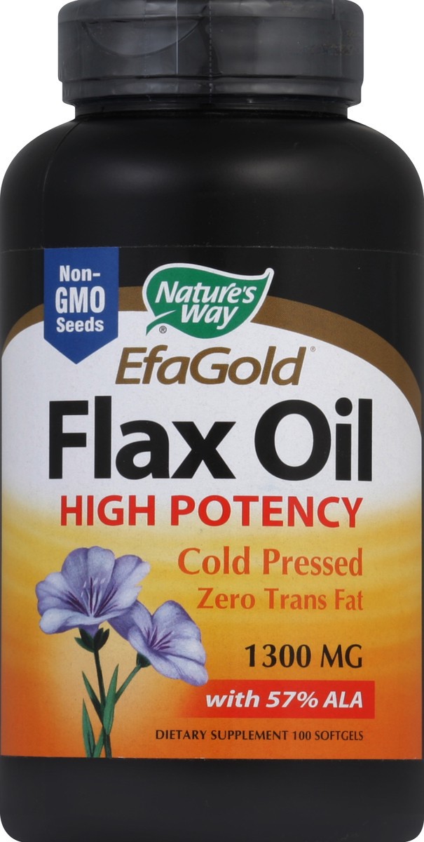 slide 2 of 2, Nature's Way Flax Oil Max Strength‡, 2600 mg per Serving, with ALA, Cold-Pressed, 100 Softgels, 100 ct