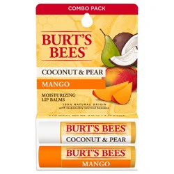 Burt's Bees Moisturizing Coconut & Pear/Mango Lip Balms Combo Pack 2 ea