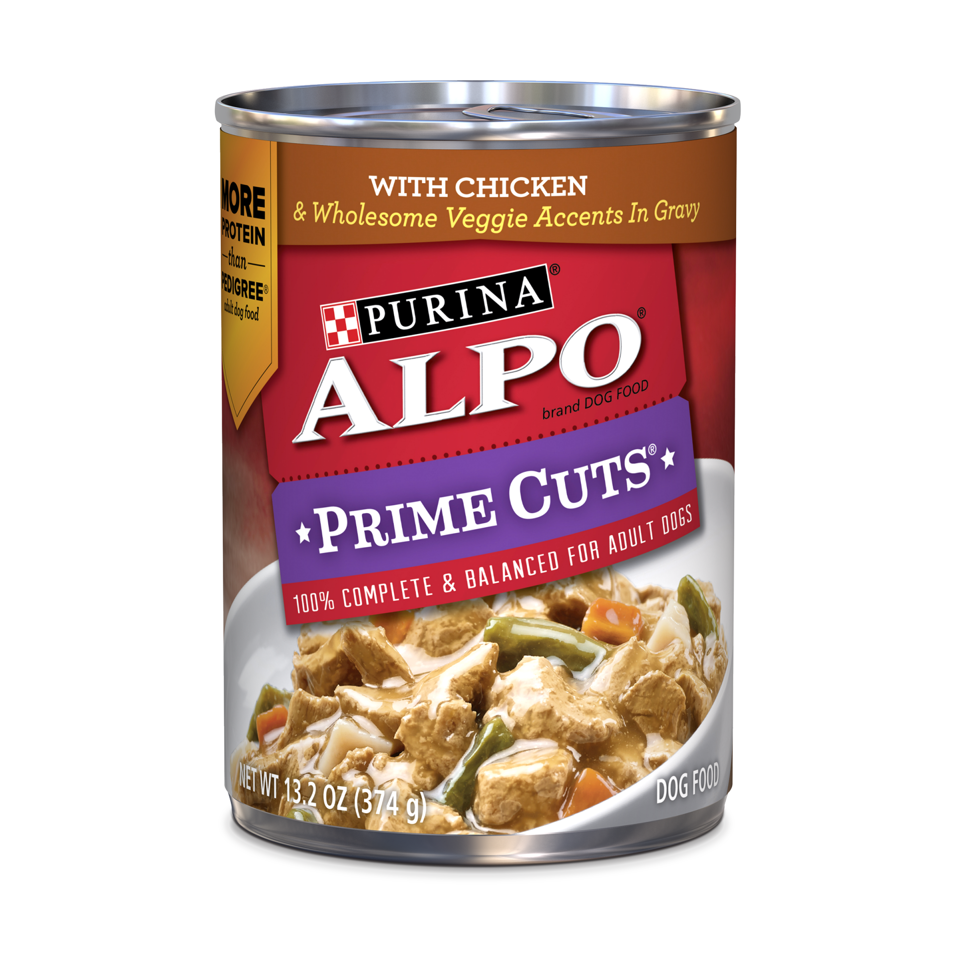 slide 1 of 7, Purina ALPO Prime Cuts with Chicken & Wholesome Veggie Accents in Gravy Dog Food, 13.2 oz