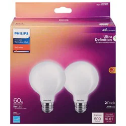 Philips 5W Soft White Warm Glow Effect Dimmable LED Light Bulbs - 2 ea