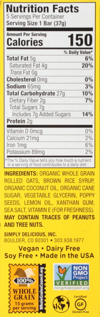 slide 8 of 9, Bobo's Lemon Poppyseed Oat Bites 5 - 1.3 oz Bites, 5 ct